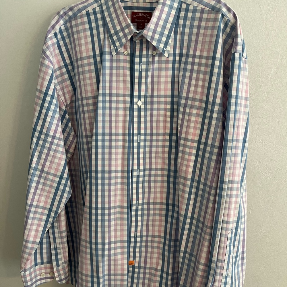 Rochester Big and Tall. Men’s Button Down Shirt. Purple, Blue, Pink. XXL.